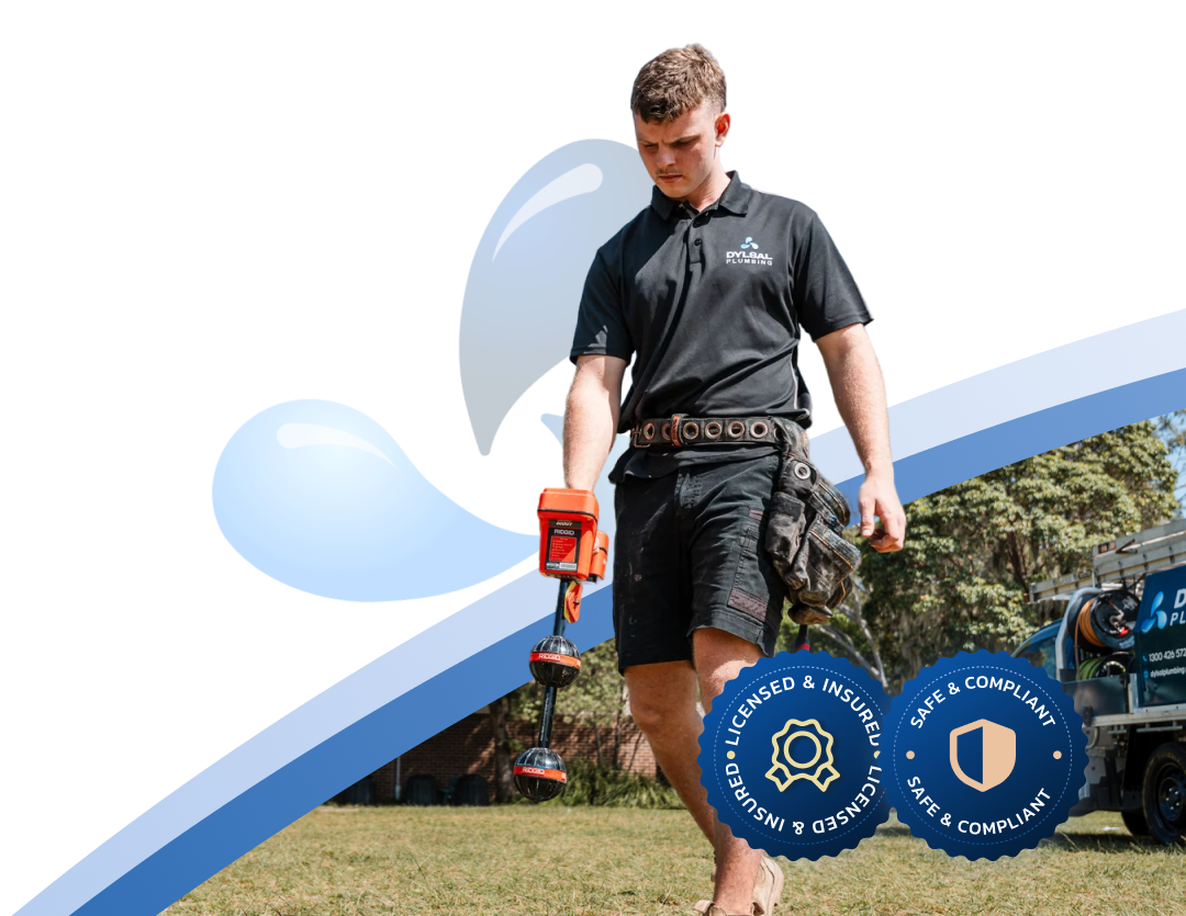 DYLSAL leak detection specialist with licensed and insured badges